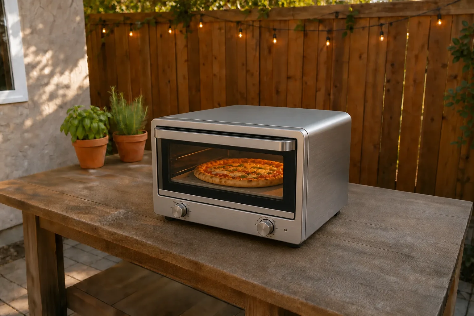 Editorial image representing Cuisinart Indoor Pizza Oven in use